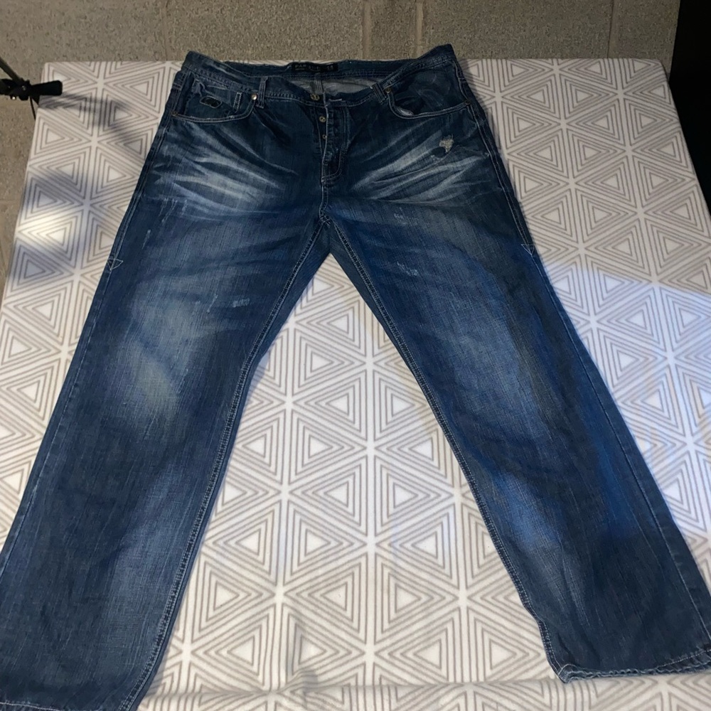 Blue Relaxed Jeans with Natural Fading‎